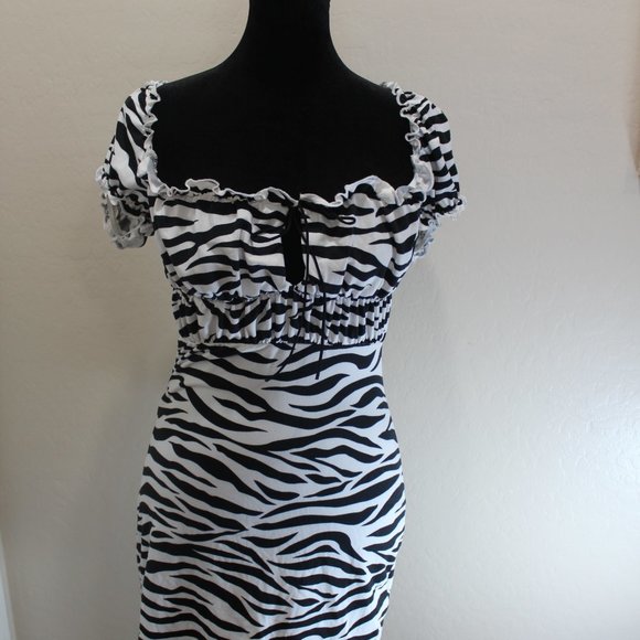 Blue Blush Zebra Print Mini Dress size S Small - Picture 1 of 6